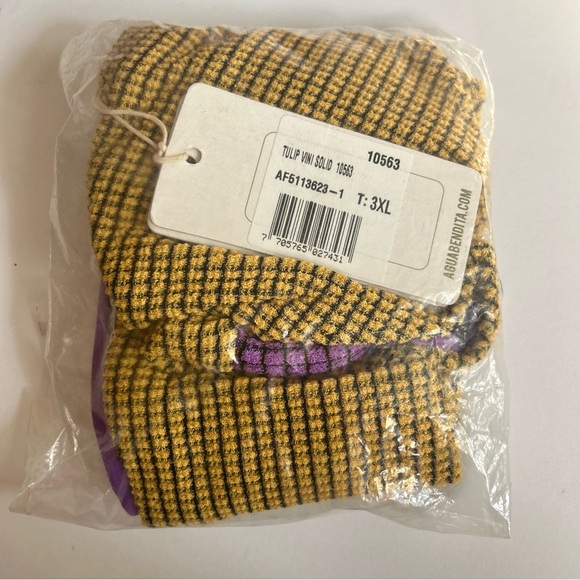 NWT Agua Bendita Vini Tulip Bikini Top Textured One Shoulder Yellow & Purple - Picture 8 of 8